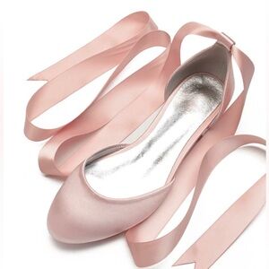 Ballet Pink Ribbon Flats Size 38.5 NWT